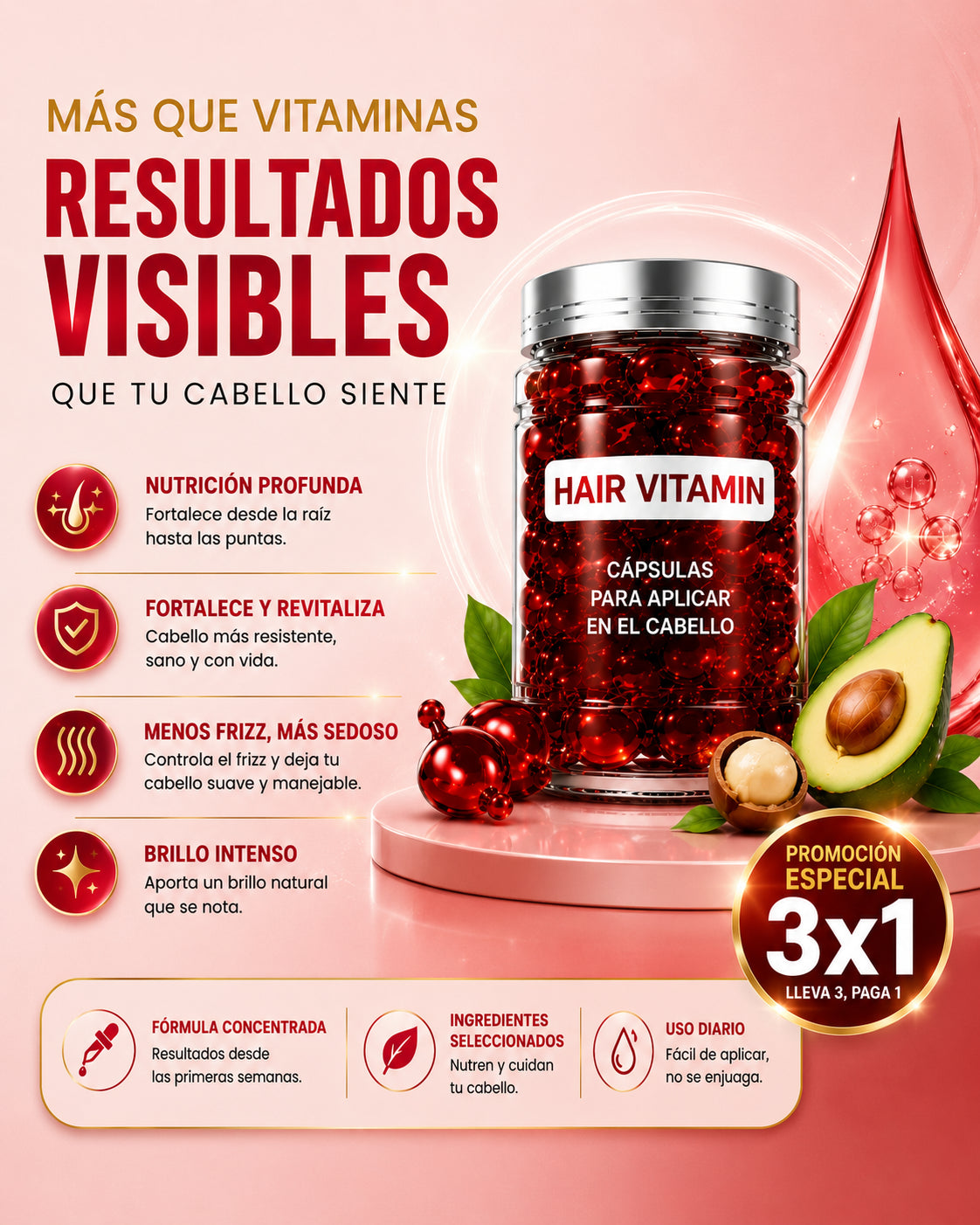Hair Vitamin 3x1 Tratamiento intensivo reparación capilar💆‍♀️