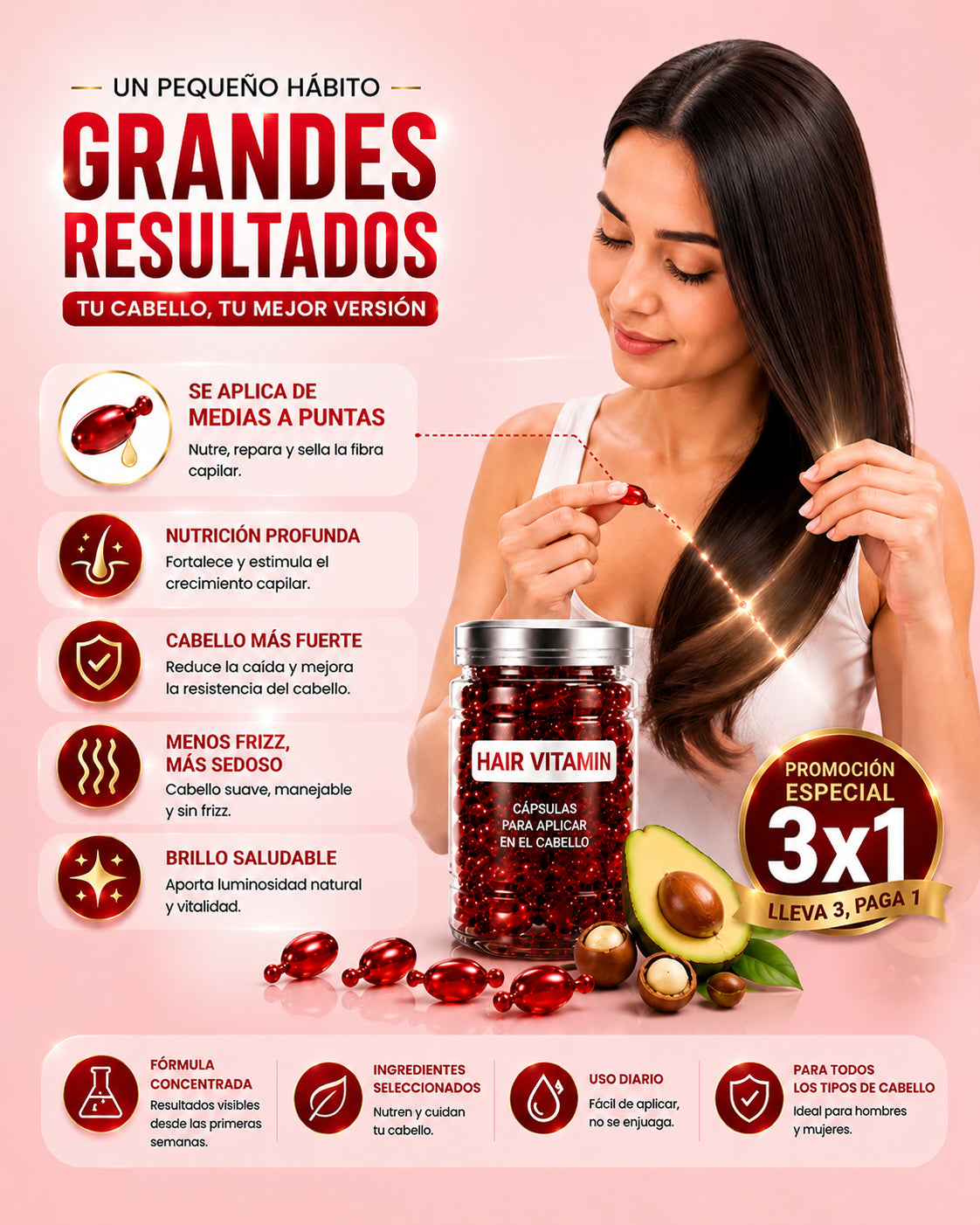 Hair Vitamin 3x1 Tratamiento intensivo reparación capilar💆‍♀️