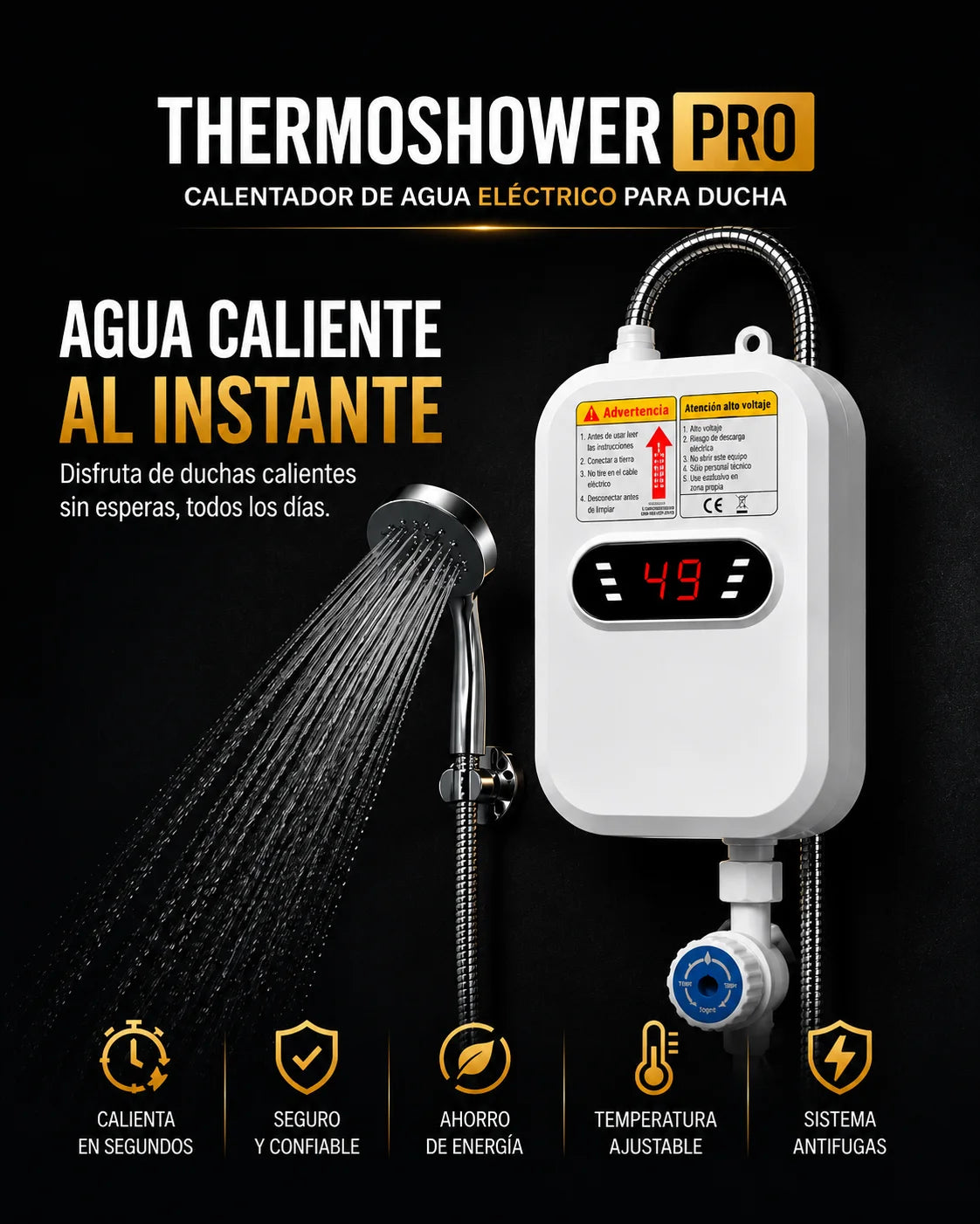 ThermoShower Pro- Calentador De Agua Eléctrico De Ducha🚿