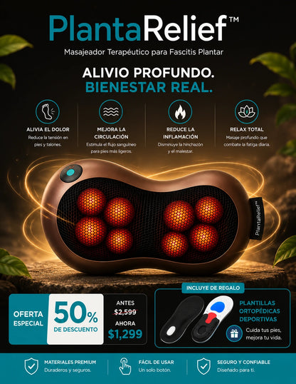👣 PlantaRelief™ Masajeador Terapéutico para Fascitis Plantar y Dolor de Pies + Plantillas Ortopédicas REGALO
